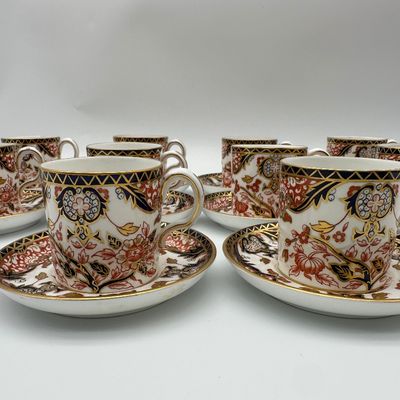 Royal Crown Derby Imari-Style Bone China Plates & Demitasse Cups