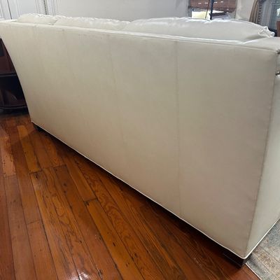 Whittemore-Sherrill Genuine Leather Sofa – Ivory/Cream – Nailhead Trim – Made in USA