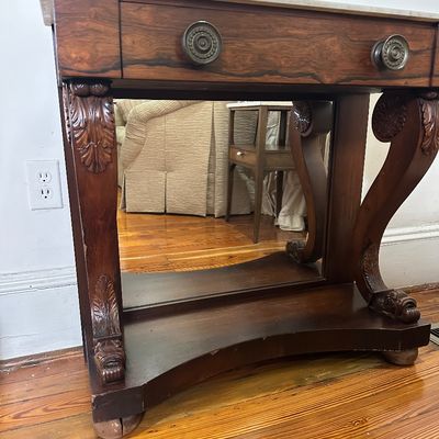 William IV Carved Rosewood Pier Table with Marble Top, circa 1825