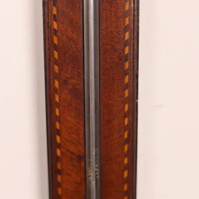 Antique English Mahogany Inlaid Mercury Stick Barometer