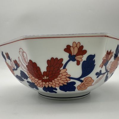 Vintage 1975 Fitz and Floyd Imari-Style Octagonal Porcelain Bowl
