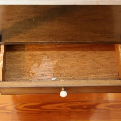 Vintage Wood Side Table with Decorative Top