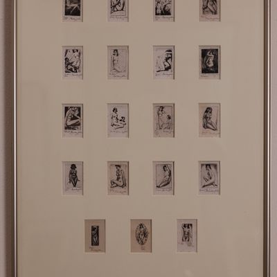 Morris Henry Hobbs – Nineteen Portraits – 19 Signed Miniature Etchings, Framed