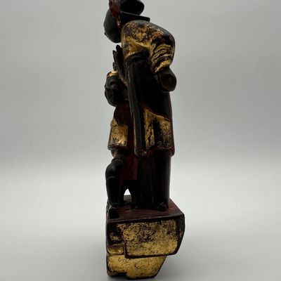 Chinese Carved Gilt & Polychrome Wood Figural Group