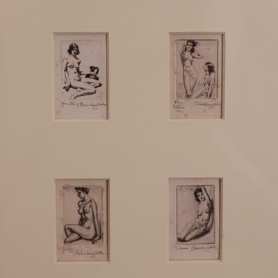Morris Henry Hobbs – Nineteen Portraits – 19 Signed Miniature Etchings, Framed