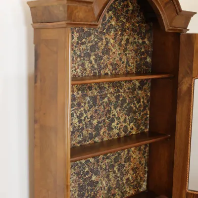 Antique Dutch-Style Burlwood & Marquetry Bombé Secretary Bookcase