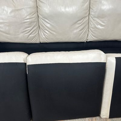 Whittemore-Sherrill Genuine Leather Sofa – Ivory/Cream – Nailhead Trim – Made in USA
