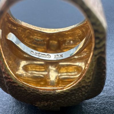 David Webb 18K Gold Textured Geometric Ring