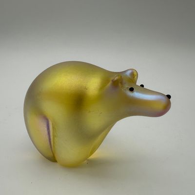 Signed Gartner & Flume Iridescent Art Glass Bear Sculpture