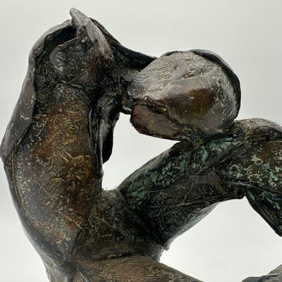 Signed Bronze Reclining Figure Sculpture