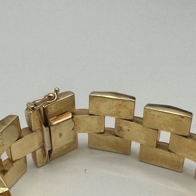 Italian 14K Gold Geometric Link Bracelet