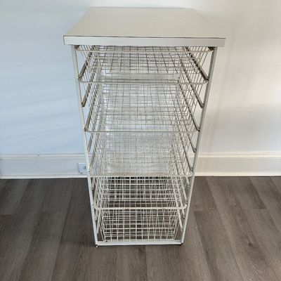 White Metal Wire 5-Drawer Storage Organizer