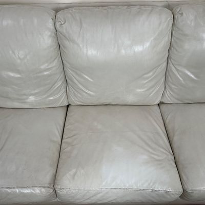 Whittemore-Sherrill Genuine Leather Sofa – Ivory/Cream – Nailhead Trim – Made in USA