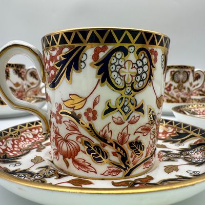 Royal Crown Derby Imari-Style Bone China Plates & Demitasse Cups