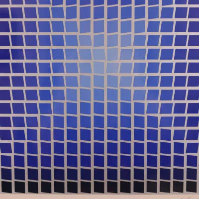 Victor Vasarely (Hungarian/French, 1906–1997), Blue Squares, Signed Serigraph 72/250