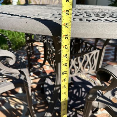 5-Piece Cast Aluminum Patio Dining Set with Four Chairs, Umbrella and Base