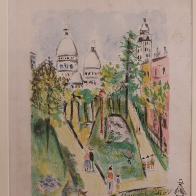 Maurice Utrillo Signed Color Lithograph – Montmartre (Paris Capitale), 1955