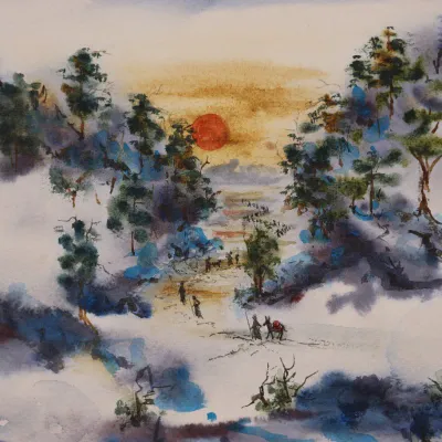 Charles Reinike III (American/Louisiana, b. 1947), Untitled Landscape from “Shekinah,” 1975, Signed Watercolor