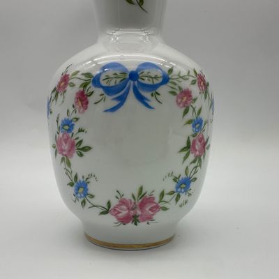 Limoges France Hand-Painted Porcelain Floral Vase