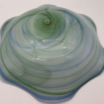 VIETRI Blue & Green Swirl Art Glass Bowl