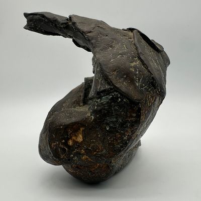 Signed Bronze Reclining Figure Sculpture