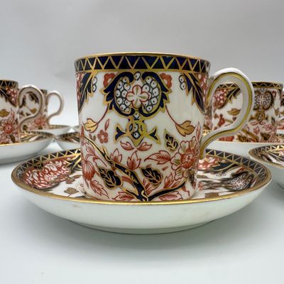 Royal Crown Derby Imari-Style Bone China Plates & Demitasse Cups