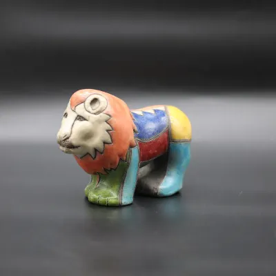 South African Raku Pottery Lion Figurine