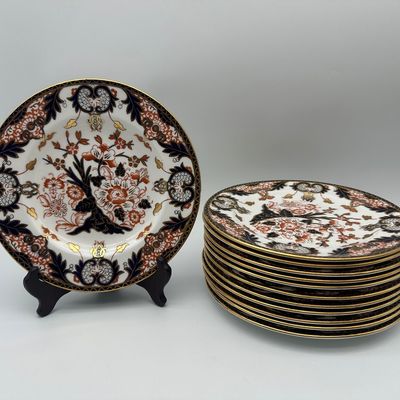 Royal Crown Derby Imari-Style Bone China Plates & Demitasse Cups