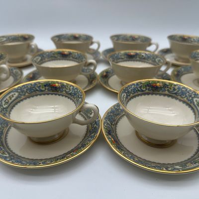 Lenox Autumn China Teapot, Teacups, Candlesticks & Bow