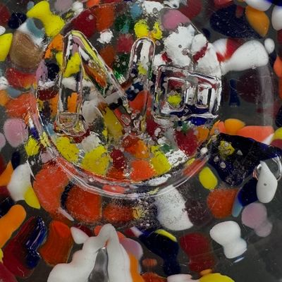 Bart Zimmerman Signed Multicolor Art Glass Lidded Jar