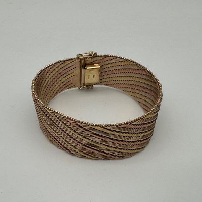 Italian 14K Tri-Color Gold Woven Mesh Bracelet