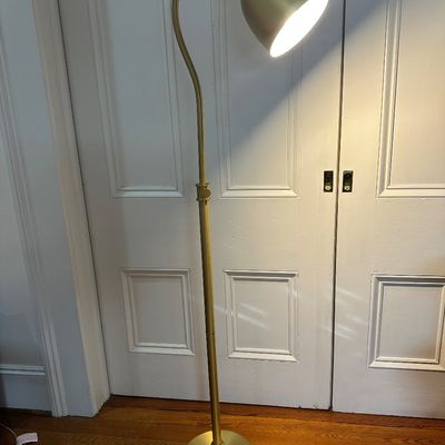 Adjustable Brass-Finish Floor Lamp