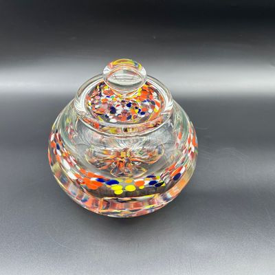 Bart Zimmerman Signed Multicolor Art Glass Lidded Jar