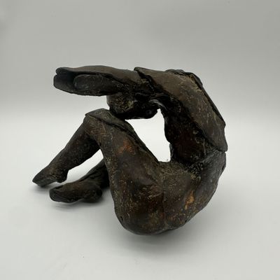 Signed Bronze Reclining Figure Sculpture