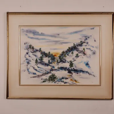 Charles Reinike III (American/Louisiana, b. 1947), Untitled Landscape from “Shekinah,” 1975, Signed Watercolor