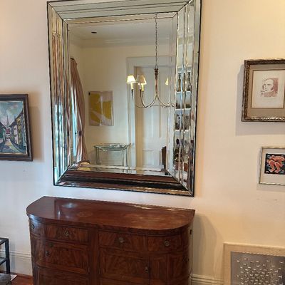 Hollywood Regency Beveled Mirrored Wall Mirror