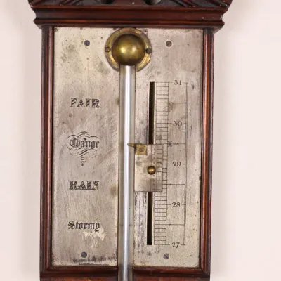 Antique English Mahogany Inlaid Mercury Stick Barometer