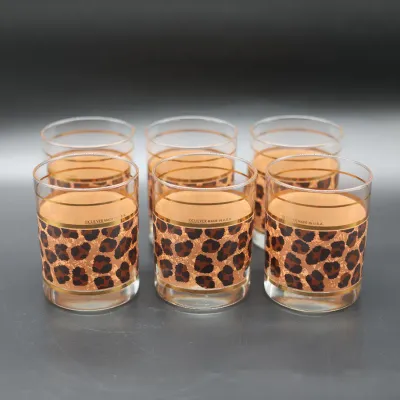 Vintage Culver Leopard Print Double Old-Fashioned Glasses – Set of 6