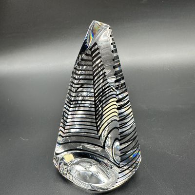 Correia Signed Optical Art Glass Paperweight Sculpture