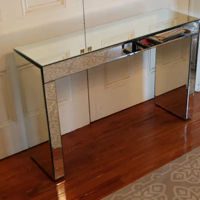 Contemporary Mirrored Glass Console Table