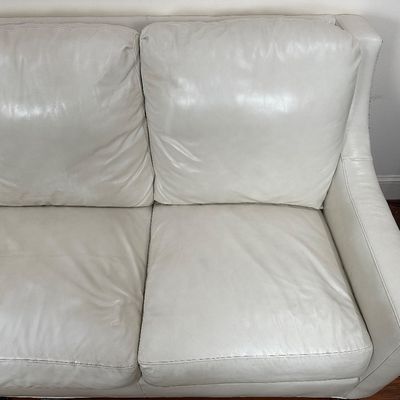 Whittemore-Sherrill Genuine Leather Sofa – Ivory/Cream – Nailhead Trim – Made in USA