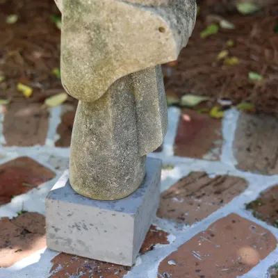 Mid-Century Modern Abstract Figural Stone Sculpture on Stone Base