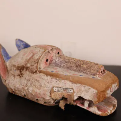 Vintage Hand-Carved & Painted Folk Art Animal Mask