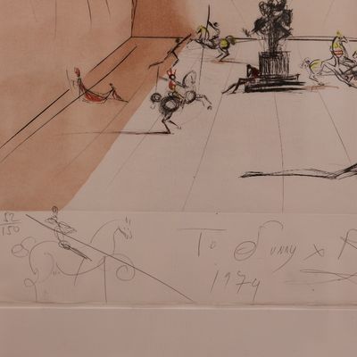 Salvador Dalí Signed Chevalier en Tournoi Etching with Pochoir Colors – 52/150, 1979