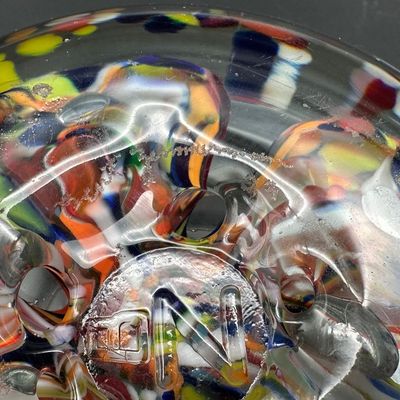 Bart Zimmerman Signed Multicolor Art Glass Lidded Jar