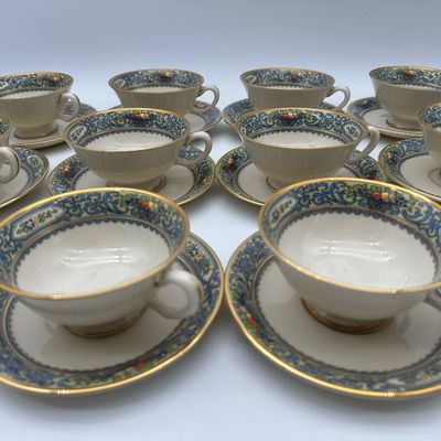 Lenox Autumn China Teapot, Teacups, Candlesticks & Bow