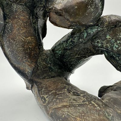 Signed Bronze Reclining Figure Sculpture