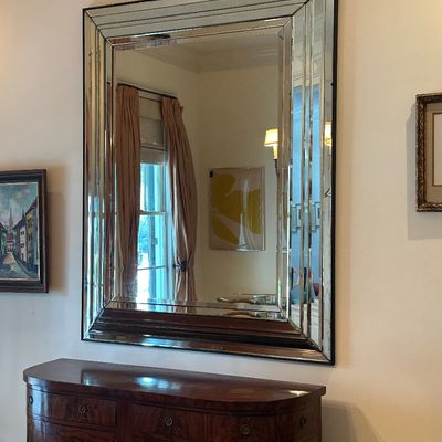 Hollywood Regency Beveled Mirrored Wall Mirror