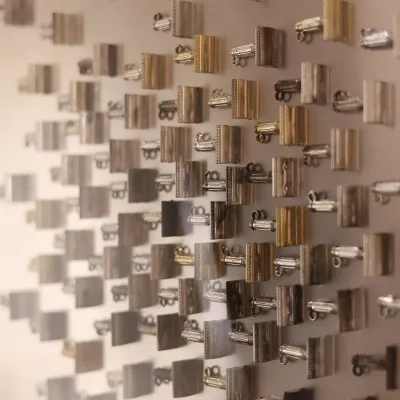 Terry Weldon “Detail for Textural Study – Metallic Razors on Tin” 1975 Metal Sculpture