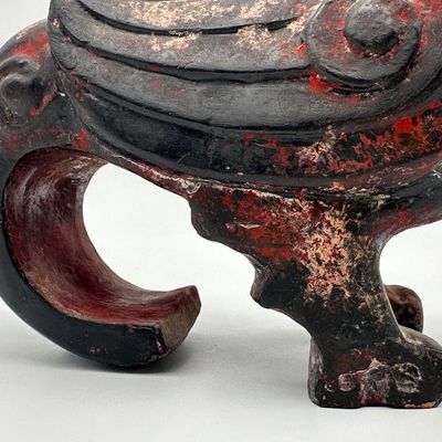 Chinese Carved Gilt & Painted Wood Bird Sculpture